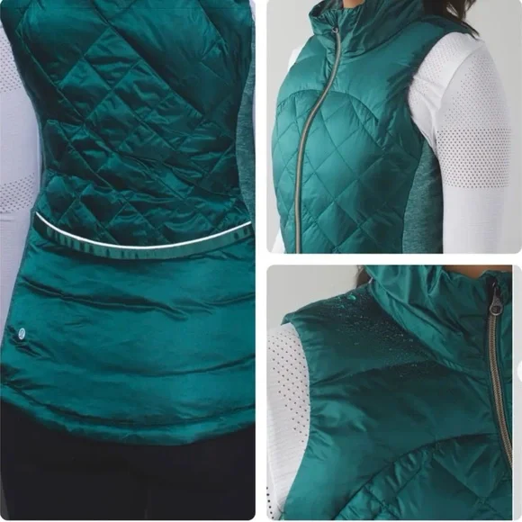 Lululemon Down For The Run Goose Down Puffer Vest Forage Size 8 - Picture 4 of 7